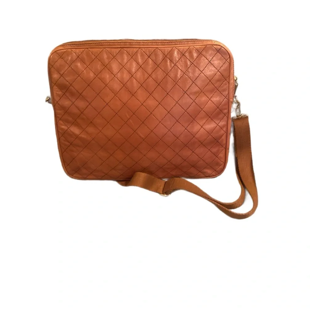 Tory Burch Tan Quilted Leather Crossbody Bag with Gold Emblem